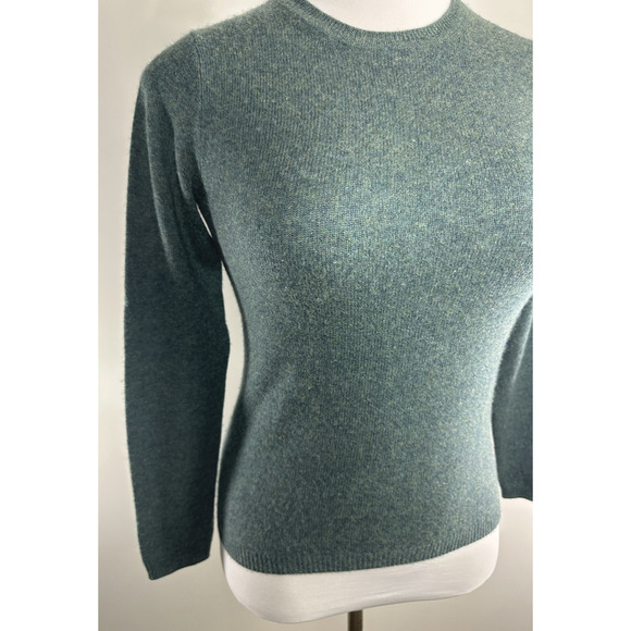 Tahari Pure Luxe 100% Cashmere Sweater Green Heather Crewneck Women’s XS - Picture 5 of 12